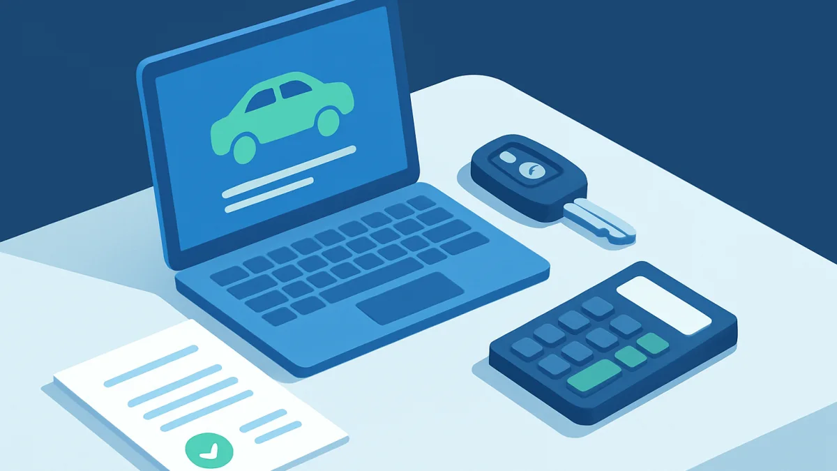 Auto iegādes finansējuma un dokumentu ilustrācija